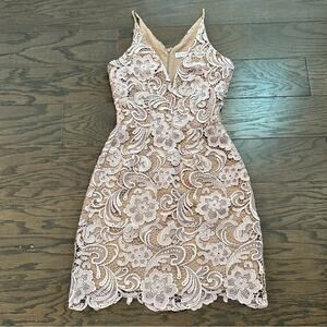 Dress the Population Nude - Blush Pink Lace Overlay Mini Dress Size XS